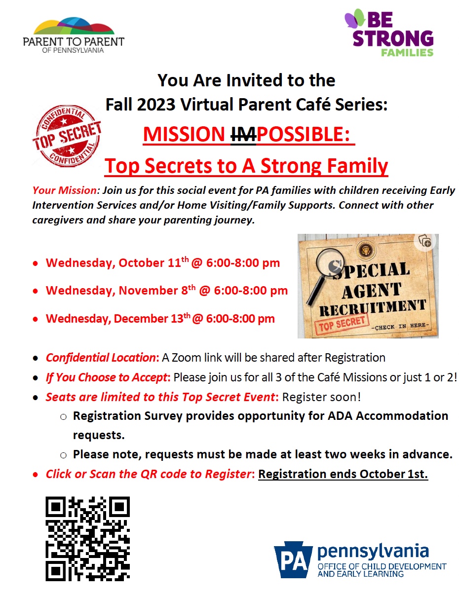 Parent Cafes Fall 2023 flyer